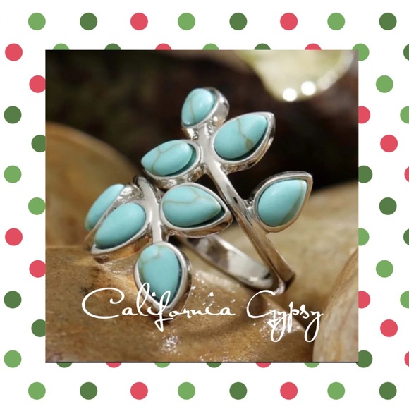 Jewelry - LAST ONE Silver Turquoise Leaf Ring
